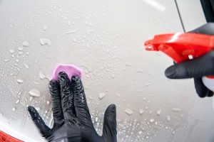 professional using clay bar treatment