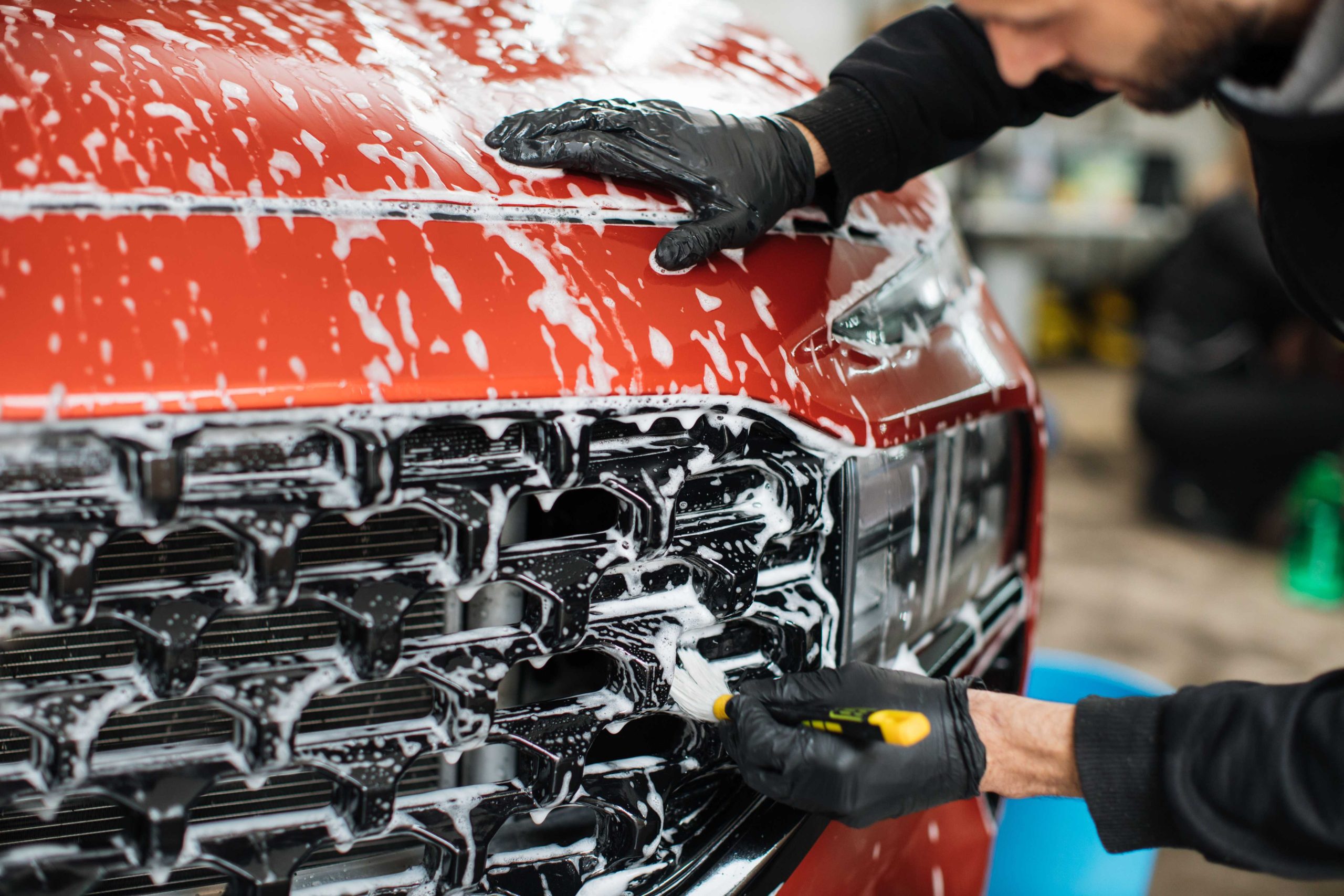 car exterior detailing brushing
